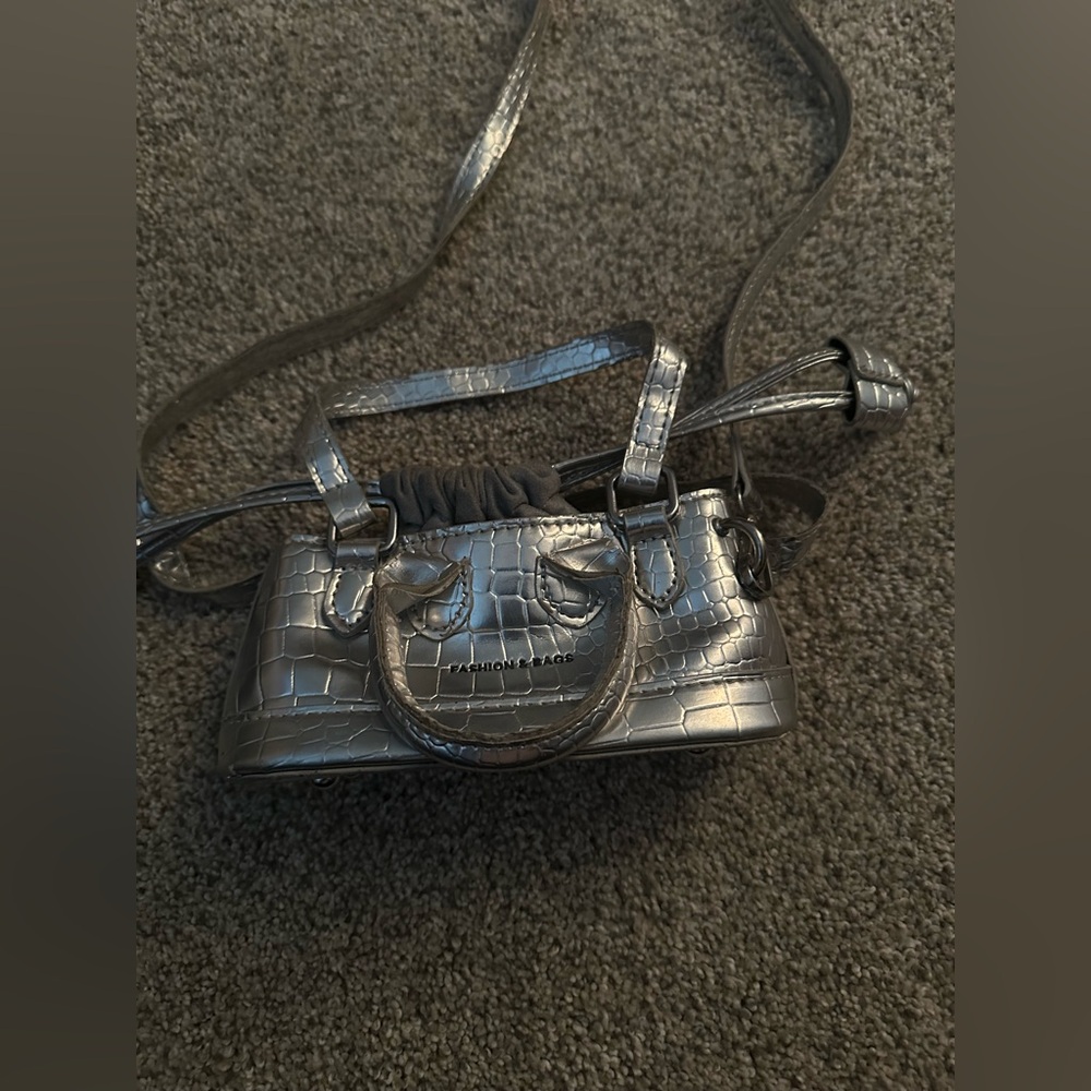 Silver mini shoulder bag